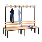 Double-sided cloakroom bench without shoe rack, 16 hooks, HxWxD 165x200x75.6 cm