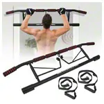 Product image: Sport-Tec door rack chin-up bar foldable, 117x28 cm, incl. 2 power ropes + 2 snap hooks