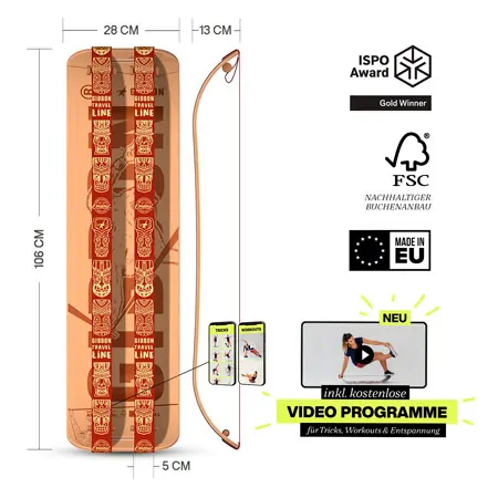 GIBBON Giboard Set Roots Rocker Travel, Double Slackline