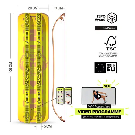 GIBBON Giboard Set Bonzo Classic, Double Slackline