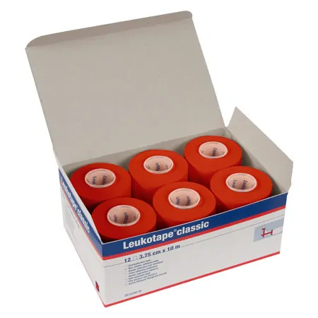 Leukotape Classic, 10 m x 3.75 cm, red, 12 pieces