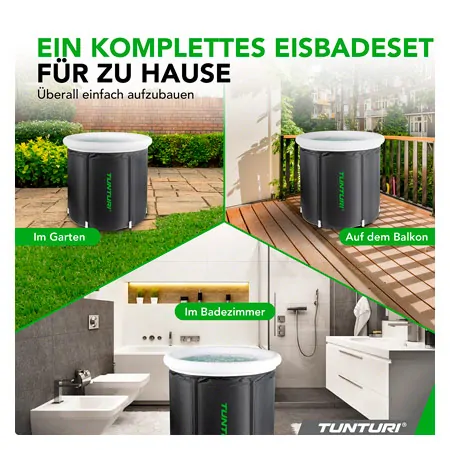 TUNTURI aufblasbares Eisbad IB30, faltbar inkl. Abdeckung und Pumpe