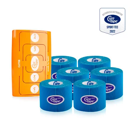 CureTape-Set, 7-tlg., Cutter + 6 Rollen CureTape Sport, 5 m x 5 cm